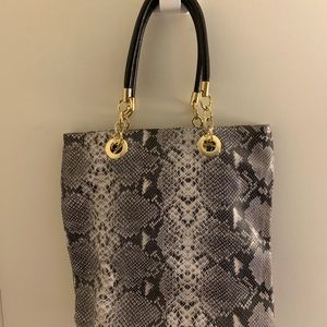 Cynthia Rowley Gray Leather Python Printed Hobo Bag